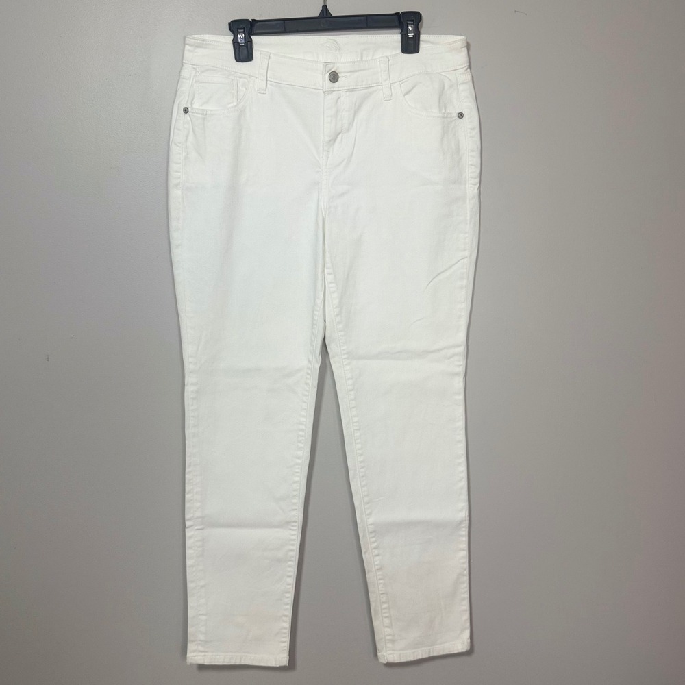 Tommy Bahama Ana Twill Boyfriend Jeans White Mid Rise Stretch Size 10